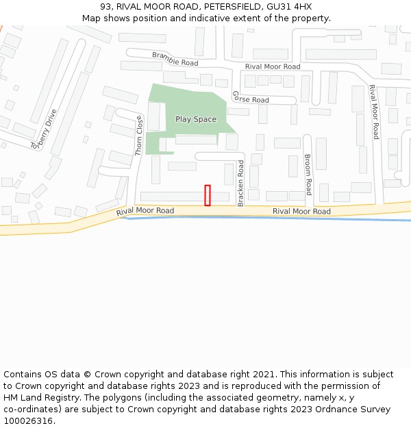 93, RIVAL MOOR ROAD, PETERSFIELD, GU31 4HX: Location map and indicative extent of plot
