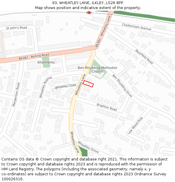 93, WHEATLEY LANE, ILKLEY, LS29 8PP: Location map and indicative extent of plot