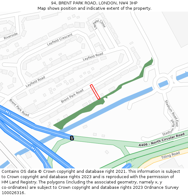 94, BRENT PARK ROAD, LONDON, NW4 3HP: Location map and indicative extent of plot