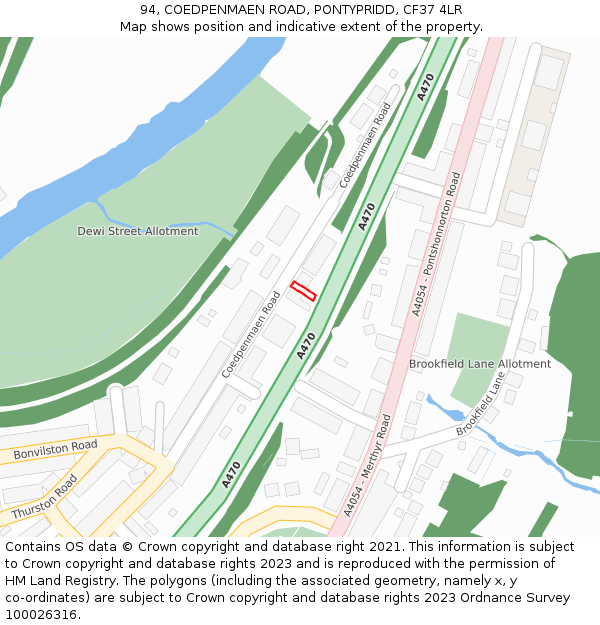 94, COEDPENMAEN ROAD, PONTYPRIDD, CF37 4LR: Location map and indicative extent of plot