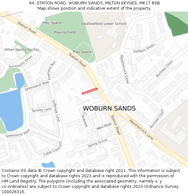 94, STATION ROAD, WOBURN SANDS, MILTON KEYNES, MK17 8SB: Location map and indicative extent of plot
