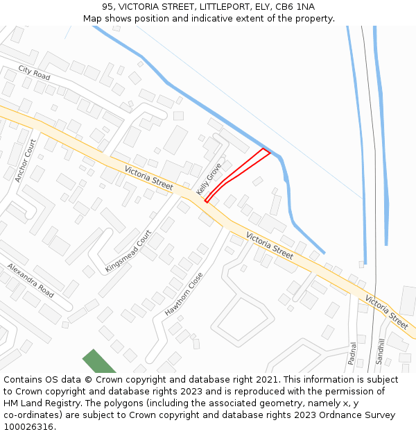 95, VICTORIA STREET, LITTLEPORT, ELY, CB6 1NA: Location map and indicative extent of plot