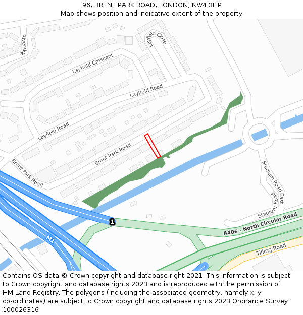 96, BRENT PARK ROAD, LONDON, NW4 3HP: Location map and indicative extent of plot