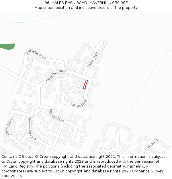 96, HALES BARN ROAD, HAVERHILL, CB9 9SE: Location map and indicative extent of plot