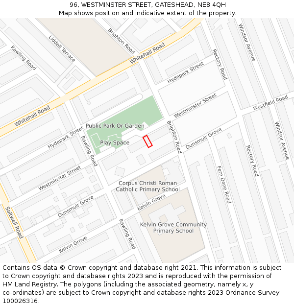96, WESTMINSTER STREET, GATESHEAD, NE8 4QH: Location map and indicative extent of plot