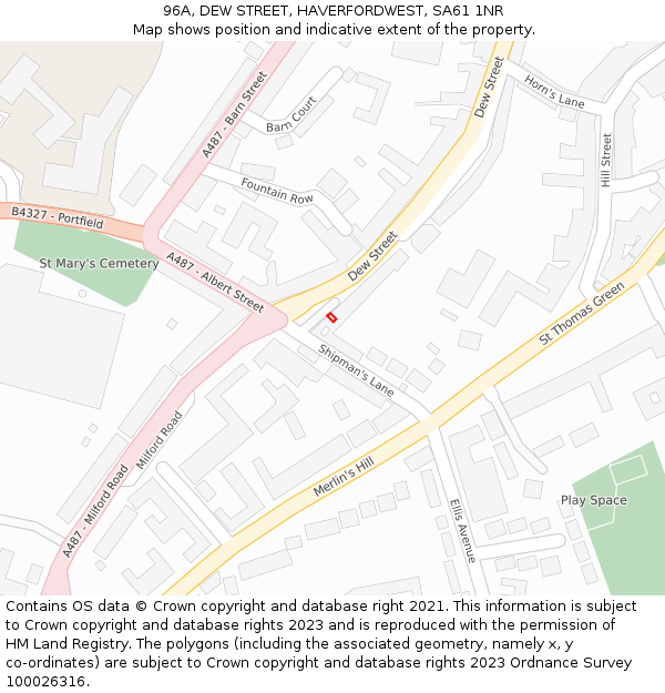 96A, DEW STREET, HAVERFORDWEST, SA61 1NR: Location map and indicative extent of plot