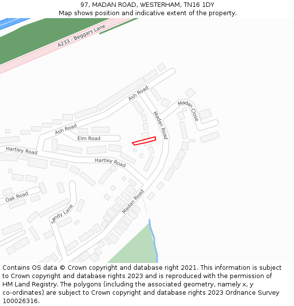 97, MADAN ROAD, WESTERHAM, TN16 1DY: Location map and indicative extent of plot