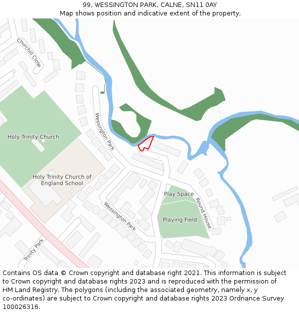 99, WESSINGTON PARK, CALNE, SN11 0AY: Location map and indicative extent of plot
