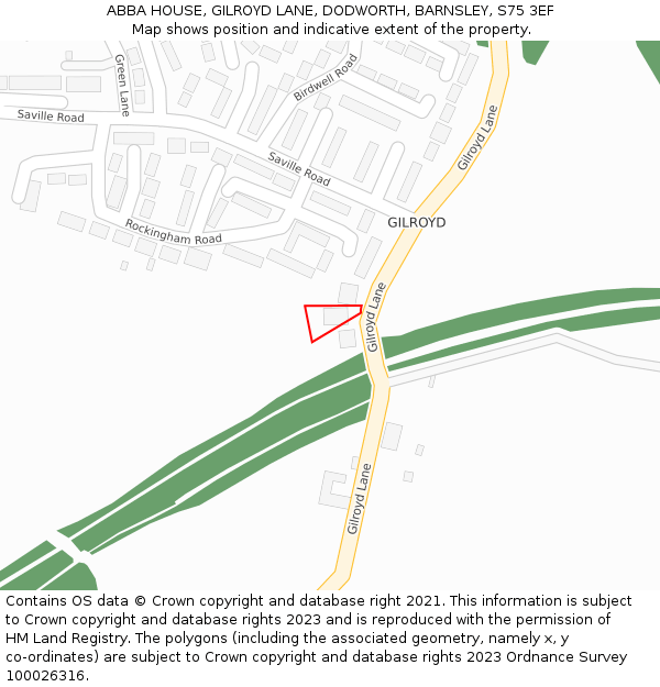 ABBA HOUSE, GILROYD LANE, DODWORTH, BARNSLEY, S75 3EF: Location map and indicative extent of plot