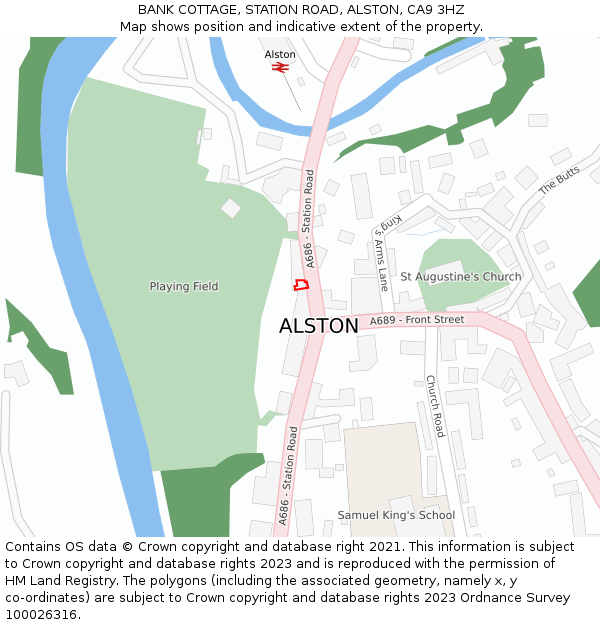 BANK COTTAGE, STATION ROAD, ALSTON, CA9 3HZ: Location map and indicative extent of plot