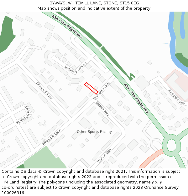 BYWAYS, WHITEMILL LANE, STONE, ST15 0EG: Location map and indicative extent of plot