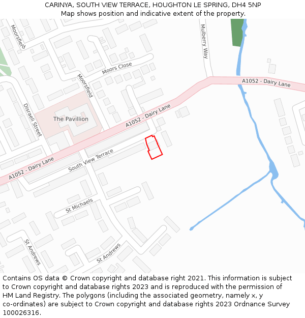 CARINYA, SOUTH VIEW TERRACE, HOUGHTON LE SPRING, DH4 5NP: Location map and indicative extent of plot