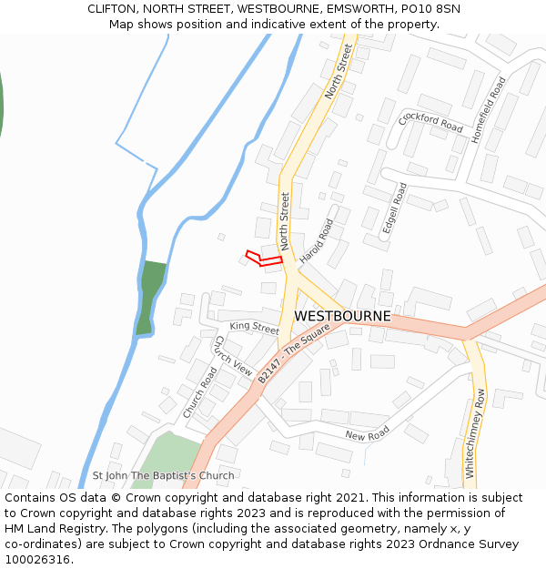 CLIFTON, NORTH STREET, WESTBOURNE, EMSWORTH, PO10 8SN: Location map and indicative extent of plot