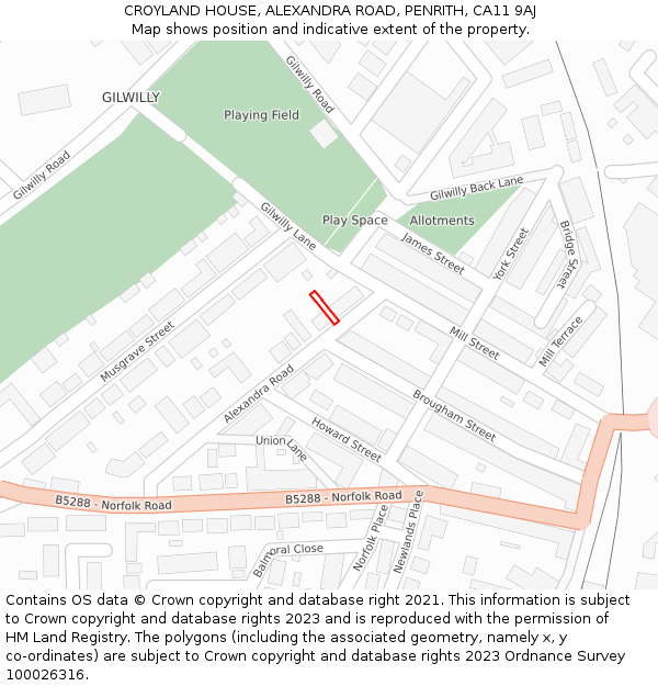 CROYLAND HOUSE, ALEXANDRA ROAD, PENRITH, CA11 9AJ: Location map and indicative extent of plot