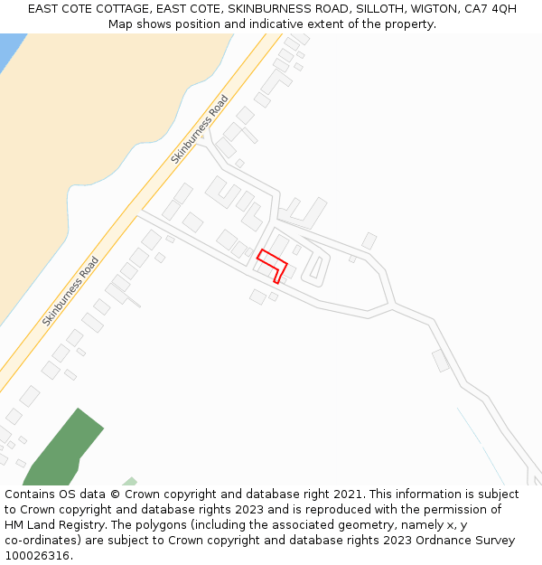 EAST COTE COTTAGE, EAST COTE, SKINBURNESS ROAD, SILLOTH, WIGTON, CA7 4QH: Location map and indicative extent of plot