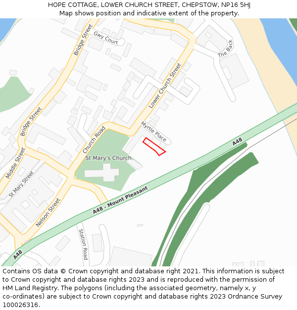 HOPE COTTAGE, LOWER CHURCH STREET, CHEPSTOW, NP16 5HJ: Location map and indicative extent of plot