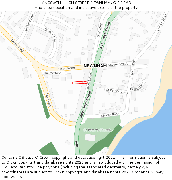 KINGSWELL, HIGH STREET, NEWNHAM, GL14 1AD: Location map and indicative extent of plot
