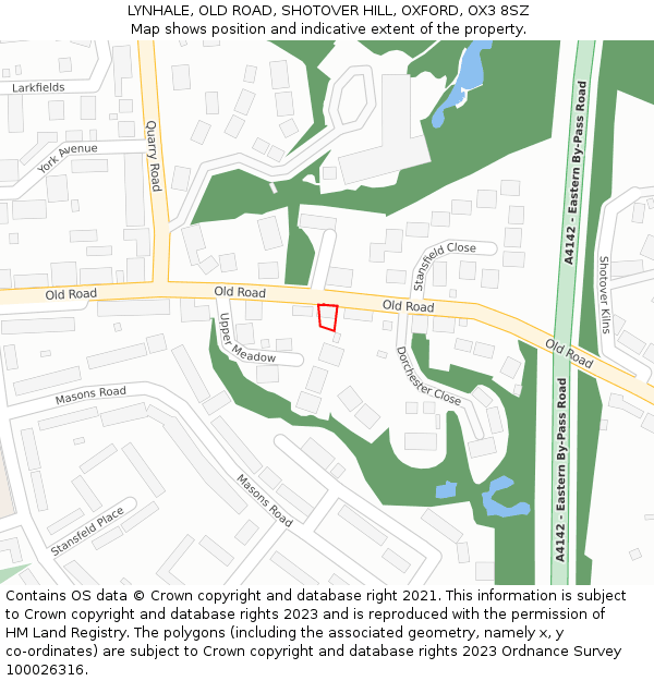 LYNHALE, OLD ROAD, SHOTOVER HILL, OXFORD, OX3 8SZ: Location map and indicative extent of plot
