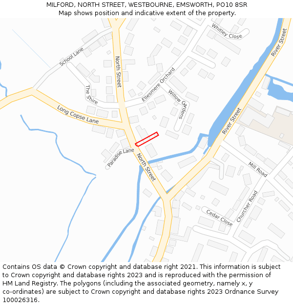 MILFORD, NORTH STREET, WESTBOURNE, EMSWORTH, PO10 8SR: Location map and indicative extent of plot