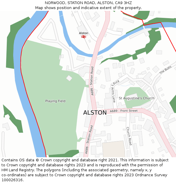 NORWOOD, STATION ROAD, ALSTON, CA9 3HZ: Location map and indicative extent of plot