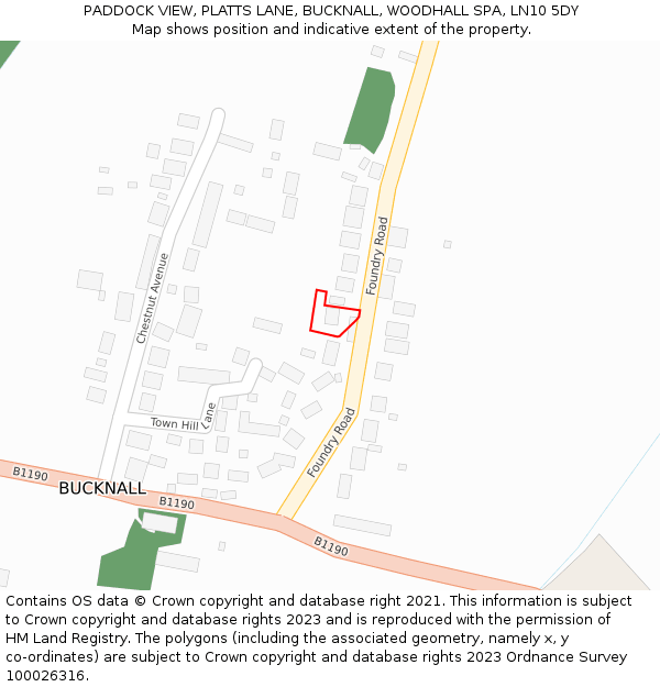 PADDOCK VIEW, PLATTS LANE, BUCKNALL, WOODHALL SPA, LN10 5DY: Location map and indicative extent of plot