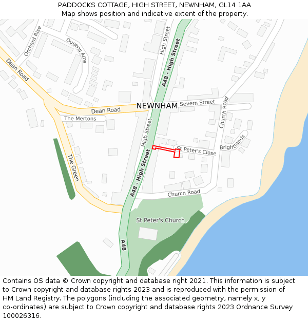PADDOCKS COTTAGE, HIGH STREET, NEWNHAM, GL14 1AA: Location map and indicative extent of plot