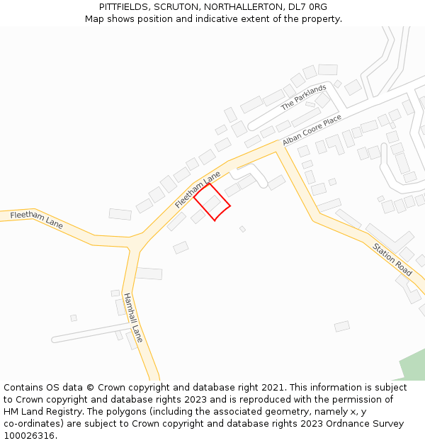PITTFIELDS, SCRUTON, NORTHALLERTON, DL7 0RG: Location map and indicative extent of plot