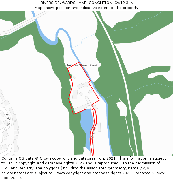 RIVERSIDE, WARDS LANE, CONGLETON, CW12 3LN: Location map and indicative extent of plot