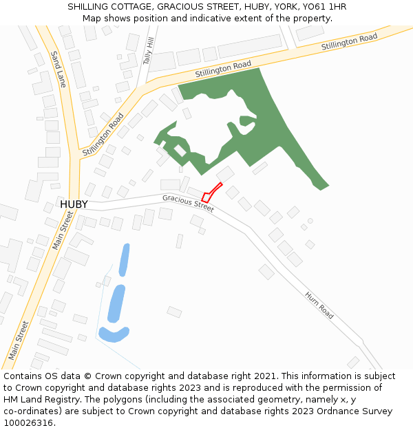 SHILLING COTTAGE, GRACIOUS STREET, HUBY, YORK, YO61 1HR: Location map and indicative extent of plot