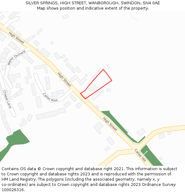 SILVER SPRINGS, HIGH STREET, WANBOROUGH, SWINDON, SN4 0AE: Location map and indicative extent of plot