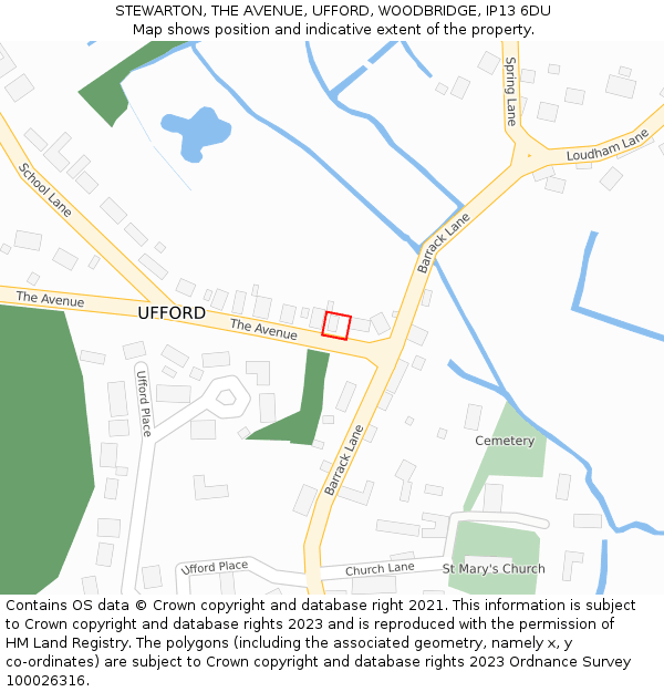 STEWARTON, THE AVENUE, UFFORD, WOODBRIDGE, IP13 6DU: Location map and indicative extent of plot