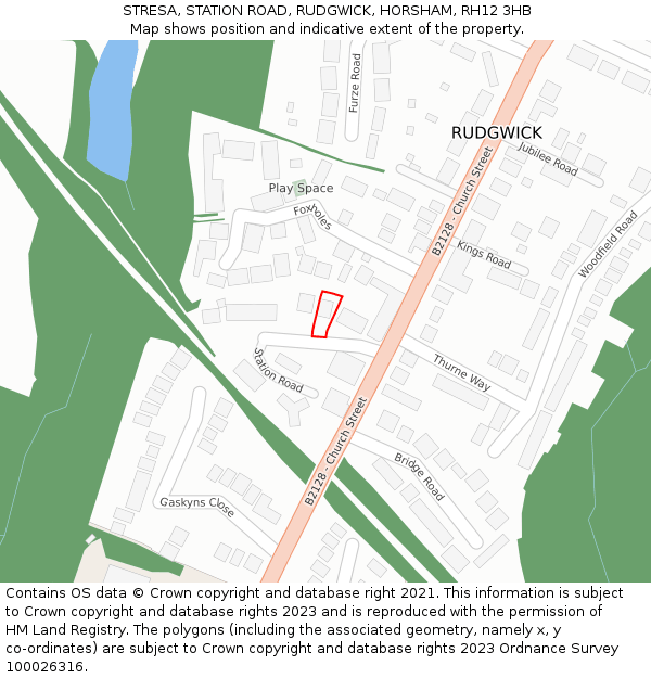 STRESA, STATION ROAD, RUDGWICK, HORSHAM, RH12 3HB: Location map and indicative extent of plot