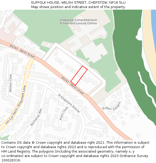SUFFOLK HOUSE, WELSH STREET, CHEPSTOW, NP16 5LU: Location map and indicative extent of plot