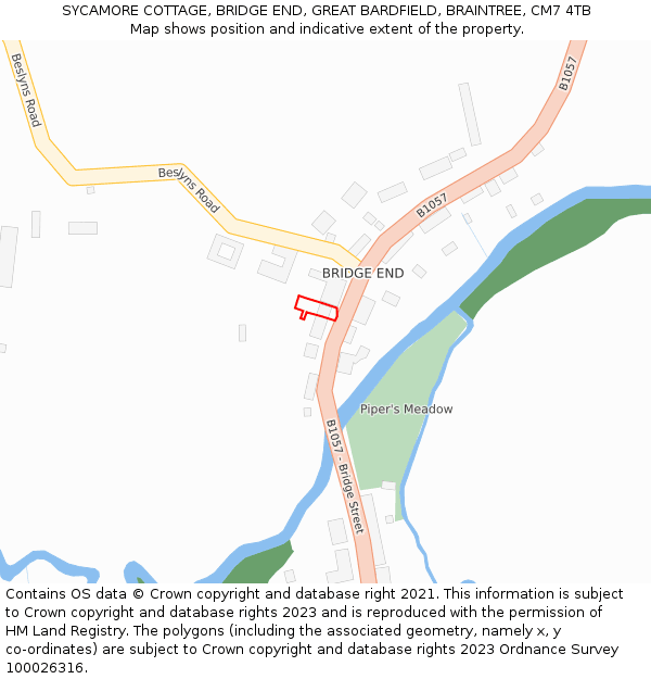 SYCAMORE COTTAGE, BRIDGE END, GREAT BARDFIELD, BRAINTREE, CM7 4TB: Location map and indicative extent of plot