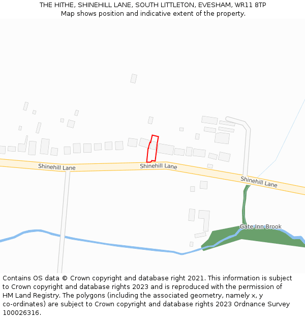 THE HITHE, SHINEHILL LANE, SOUTH LITTLETON, EVESHAM, WR11 8TP: Location map and indicative extent of plot