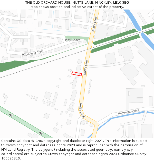 THE OLD ORCHARD HOUSE, NUTTS LANE, HINCKLEY, LE10 3EG: Location map and indicative extent of plot