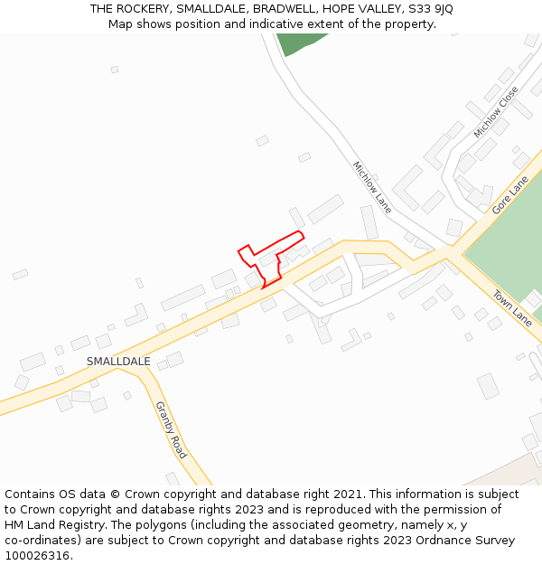 THE ROCKERY, SMALLDALE, BRADWELL, HOPE VALLEY, S33 9JQ: Location map and indicative extent of plot