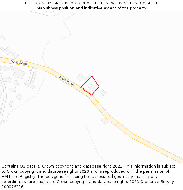 THE ROOKERY, MAIN ROAD, GREAT CLIFTON, WORKINGTON, CA14 1TR: Location map and indicative extent of plot