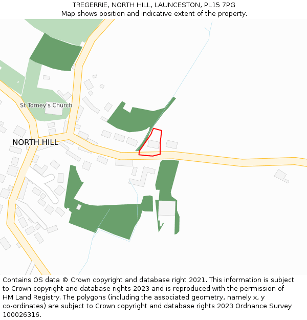 TREGERRIE, NORTH HILL, LAUNCESTON, PL15 7PG: Location map and indicative extent of plot