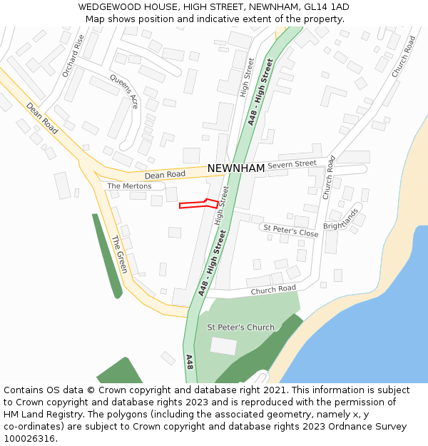 WEDGEWOOD HOUSE, HIGH STREET, NEWNHAM, GL14 1AD: Location map and indicative extent of plot