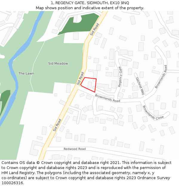 1, REGENCY GATE, SIDMOUTH, EX10 9NQ: Location map and indicative extent of plot