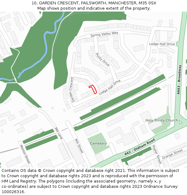 10, GARDEN CRESCENT, FAILSWORTH, MANCHESTER, M35 0SX: Location map and indicative extent of plot