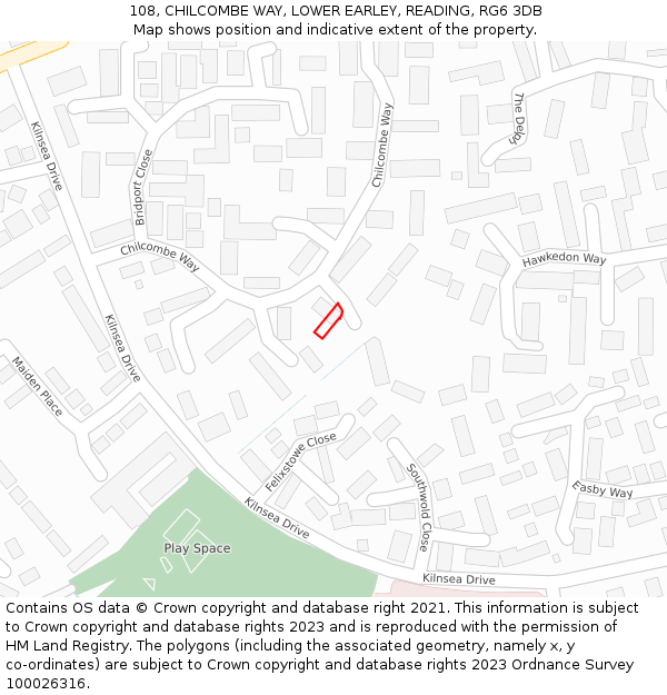 108, CHILCOMBE WAY, LOWER EARLEY, READING, RG6 3DB: Location map and indicative extent of plot