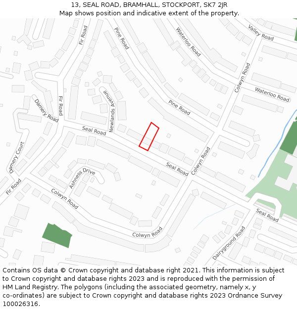 13, SEAL ROAD, BRAMHALL, STOCKPORT, SK7 2JR: Location map and indicative extent of plot