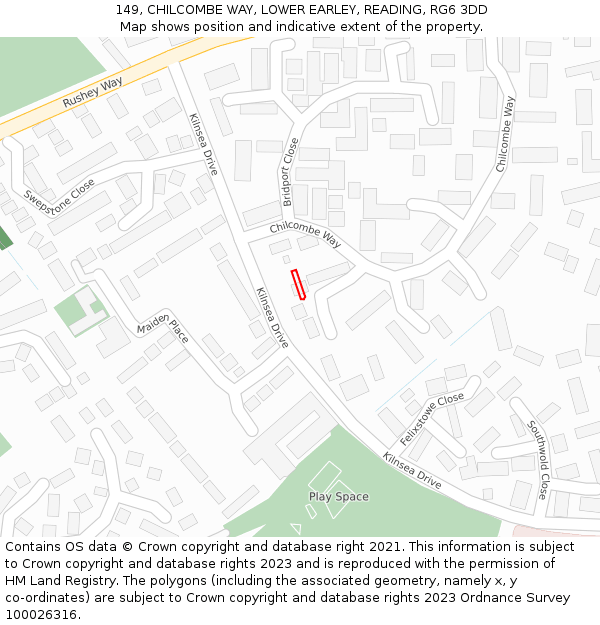 149, CHILCOMBE WAY, LOWER EARLEY, READING, RG6 3DD: Location map and indicative extent of plot