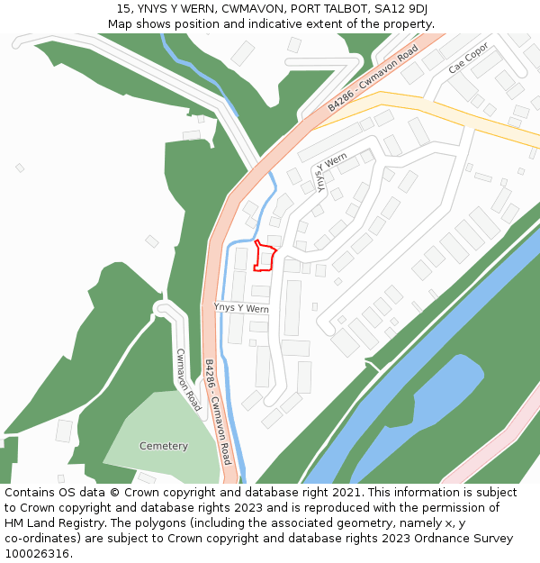 15, YNYS Y WERN, CWMAVON, PORT TALBOT, SA12 9DJ: Location map and indicative extent of plot