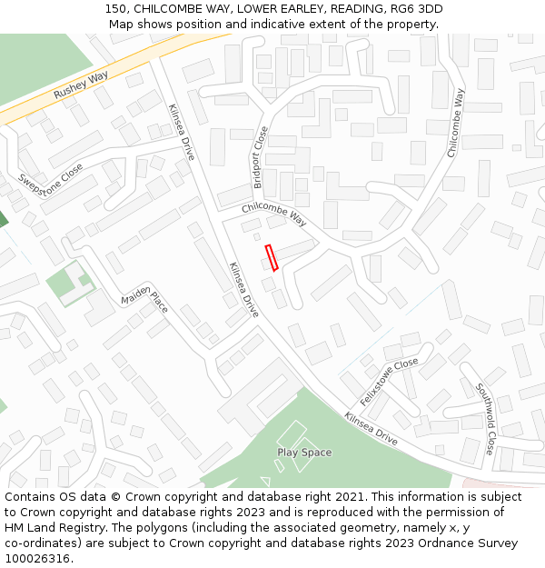 150, CHILCOMBE WAY, LOWER EARLEY, READING, RG6 3DD: Location map and indicative extent of plot