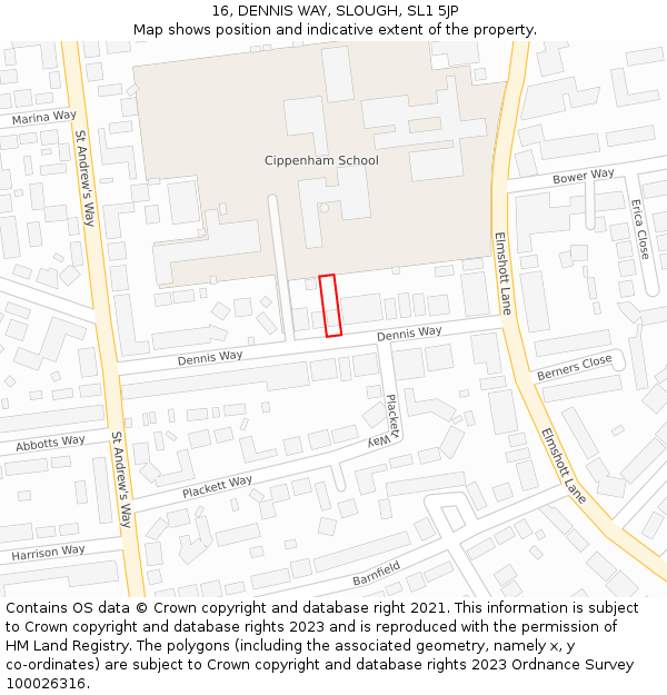 16, DENNIS WAY, SLOUGH, SL1 5JP: Location map and indicative extent of plot