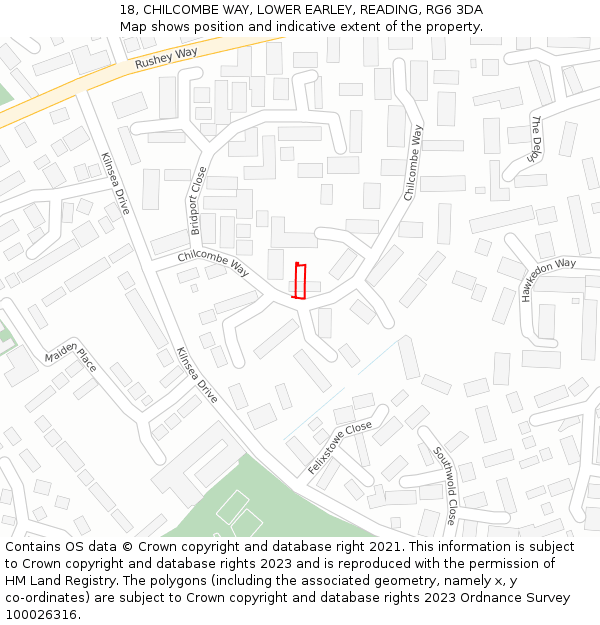18, CHILCOMBE WAY, LOWER EARLEY, READING, RG6 3DA: Location map and indicative extent of plot