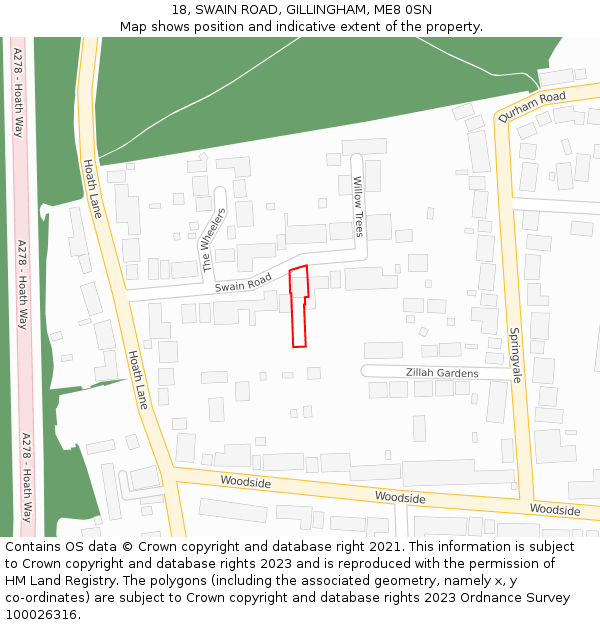 18, SWAIN ROAD, GILLINGHAM, ME8 0SN: Location map and indicative extent of plot